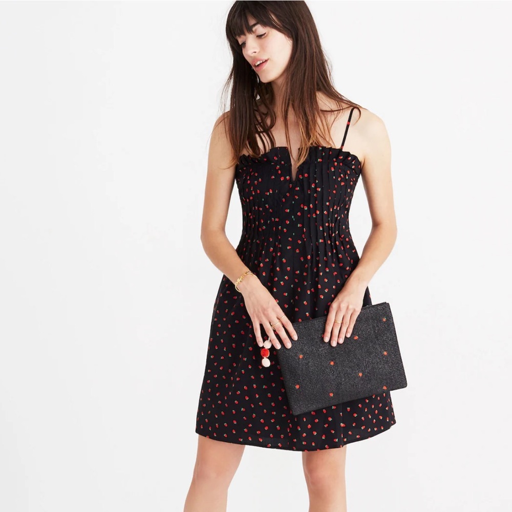 Madewell Pintuck Cami Dress in Fresh Strawberries